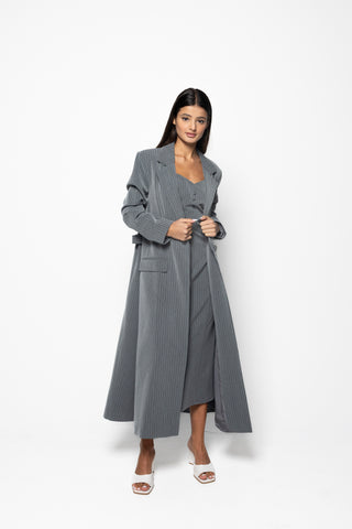 THE ALAIA LONG BLAZER - STRIPED GREY