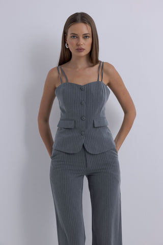 The Sweetheart TOP ONLY - Striped Grey